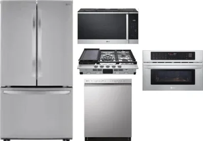 5 Piece Package Includes Refrigerator, Cooktop, Wall Oven, Microwave And Dishwasher