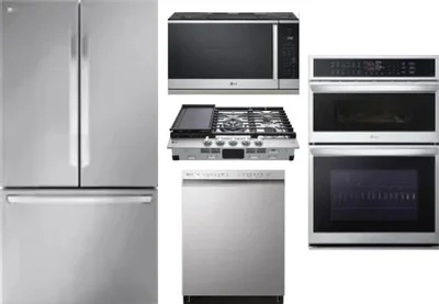 5 Piece Package Includes Refrigerator, Cooktop, Wall Oven, Microwave And Dishwasher
