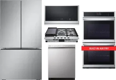5 Piece Package Includes Refrigerator, Cooktop, Wall Oven, Microwave And Dishwasher