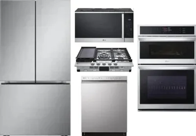 5 Piece Package Includes Refrigerator, Cooktop, Wall Oven, Microwave And Dishwasher