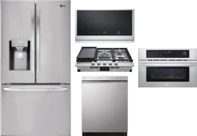 5 Piece Package Includes Refrigerator, Cooktop, Wall Oven, Microwave And Dishwasher
