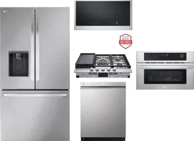 5 Piece Package Includes Refrigerator, Cooktop, Wall Oven, Microwave And Dishwasher