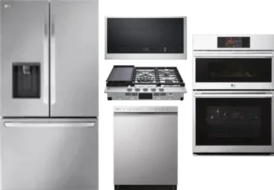 5 Piece Package Includes Refrigerator, Cooktop, Wall Oven, Microwave And Dishwasher