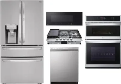 5 Piece Package Includes Refrigerator, Cooktop, Wall Oven, Microwave And Dishwasher