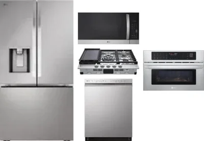 5 Piece Package Includes Refrigerator, Cooktop, Wall Oven, Microwave And Dishwasher