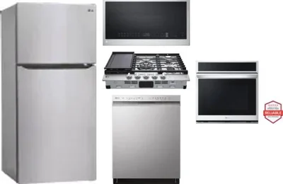 5 Piece Package Includes Refrigerator, Cooktop, Wall Oven, Microwave And Dishwasher