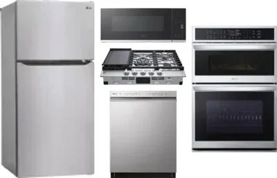5 Piece Package Includes Refrigerator, Cooktop, Wall Oven, Microwave And Dishwasher