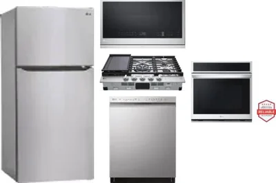 5 Piece Package Includes Refrigerator, Cooktop, Wall Oven, Microwave And Dishwasher
