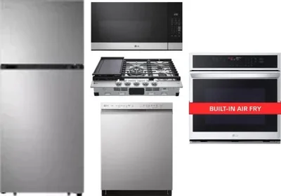 5 Piece Package Includes Refrigerator, Cooktop, Wall Oven, Microwave And Dishwasher