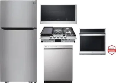 5 Piece Package Includes Refrigerator, Cooktop, Wall Oven, Microwave And Dishwasher