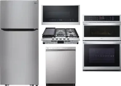 5 Piece Package Includes Refrigerator, Cooktop, Wall Oven, Microwave And Dishwasher