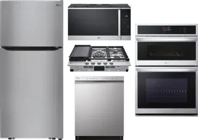 5 Piece Package Includes Refrigerator, Cooktop, Wall Oven, Microwave And Dishwasher
