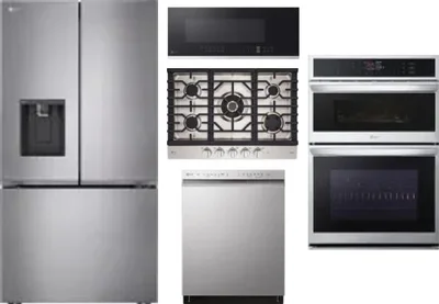 5 Piece Package Includes Refrigerator, Cooktop, Wall Oven, Microwave And Dishwasher