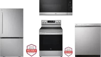 4 Piece Package Includes Refrigerator, Range, Microwave And Dishwasher