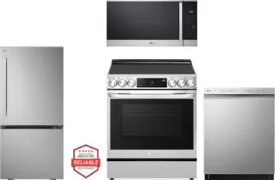 4 Piece Package Includes Refrigerator, Range, Microwave And Dishwasher