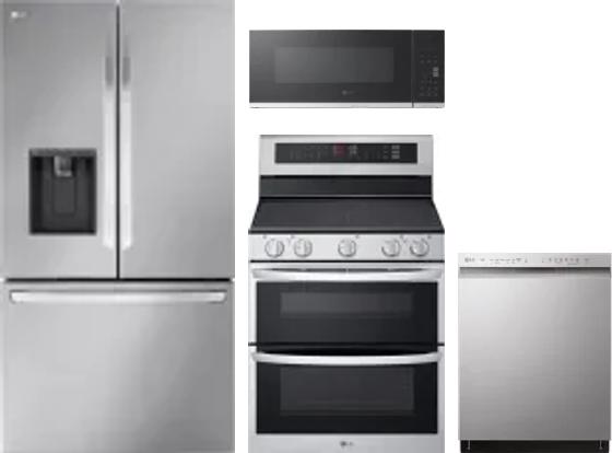 4 Piece Package Includes Refrigerator, Range, Microwave And Dishwasher