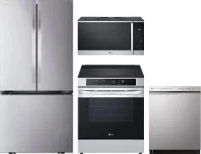 4 Piece Package Includes Refrigerator, Range, Microwave And Dishwasher