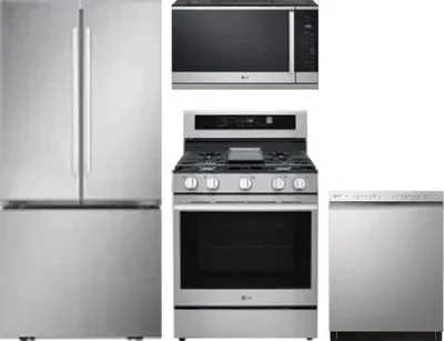 4 Piece Package Includes Refrigerator, Range, Microwave And Dishwasher