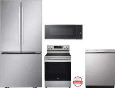 4 Piece Package Includes Refrigerator, Range, Microwave And Dishwasher