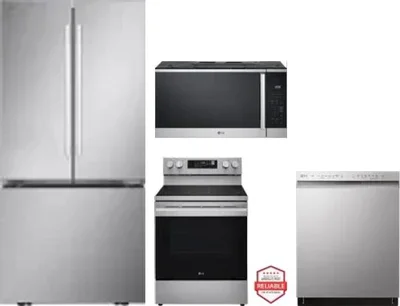 4 Piece Package Includes Refrigerator, Range, Microwave And Dishwasher