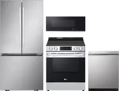 4 Piece Package Includes Refrigerator, Range, Microwave And Dishwasher