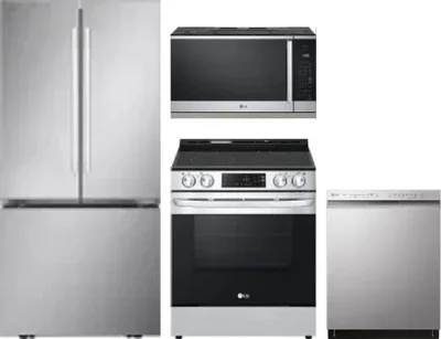 4 Piece Package Includes Refrigerator, Range, Microwave And Dishwasher