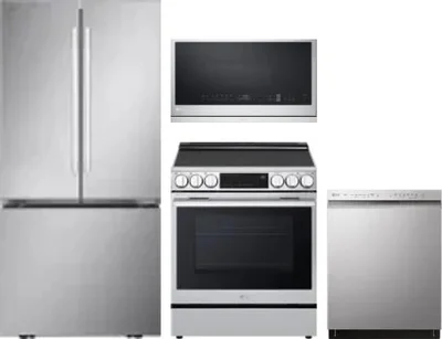 4 Piece Package Includes Refrigerator, Range, Microwave And Dishwasher