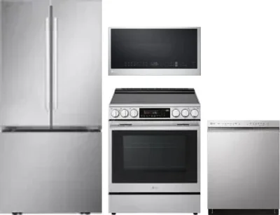 4 Piece Package Includes Refrigerator, Range, Microwave And Dishwasher