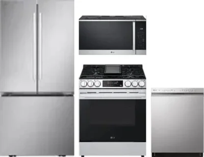 4 Piece Package Includes Refrigerator, Range, Microwave And Dishwasher