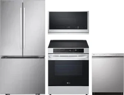 4 Piece Package Includes Refrigerator, Range, Microwave And Dishwasher