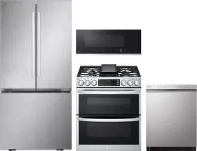 4 Piece Package Includes Refrigerator, Range, Microwave And Dishwasher