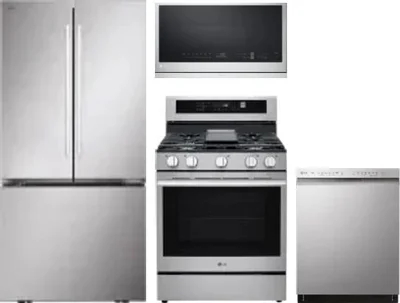 4 Piece Package Includes Refrigerator, Range, Microwave And Dishwasher