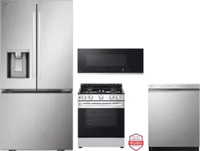4 Piece Package Includes Refrigerator, Range, Microwave And Dishwasher