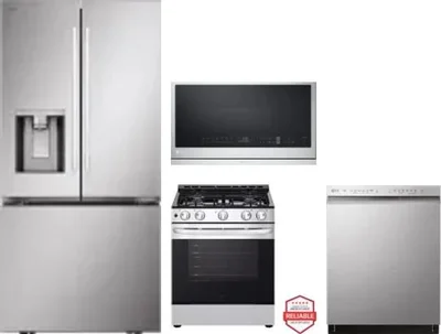 4 Piece Package Includes Refrigerator, Range, Microwave And Dishwasher