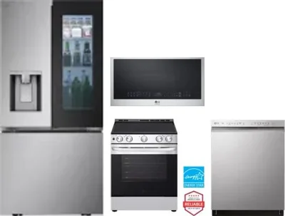 4 Piece Package Includes Refrigerator, Range, Microwave And Dishwasher