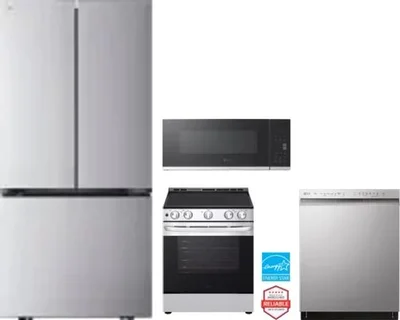 4 Piece Package Includes Refrigerator, Range, Microwave And Dishwasher