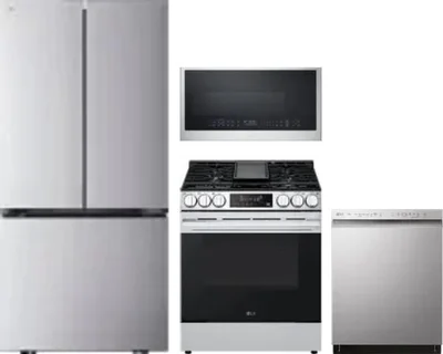 4 Piece Package Includes Refrigerator, Range, Microwave And Dishwasher