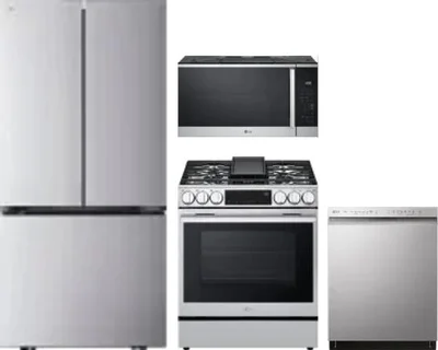 4 Piece Package Includes Refrigerator, Range, Microwave And Dishwasher