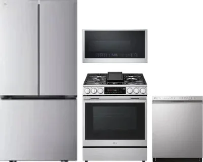 4 Piece Package Includes Refrigerator, Range, Microwave And Dishwasher