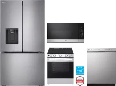 4 Piece Package Includes Refrigerator, Range, Microwave And Dishwasher