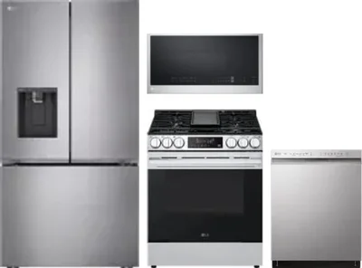 4 Piece Package Includes Refrigerator, Range, Microwave And Dishwasher