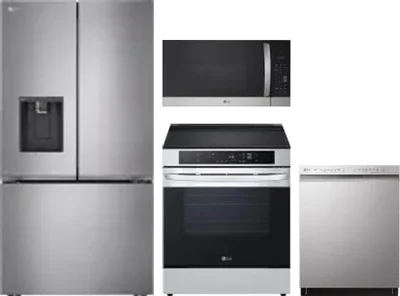 4 Piece Package Includes Refrigerator, Range, Microwave And Dishwasher