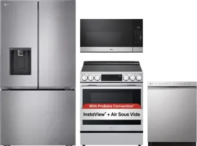 4 Piece Package Includes Refrigerator, Range, Microwave And Dishwasher