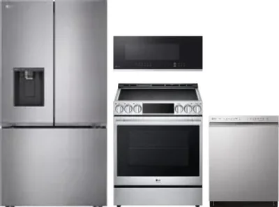 4 Piece Package Includes Refrigerator, Range, Microwave And Dishwasher