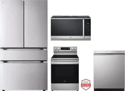 4 Piece Package Includes Refrigerator, Range, Microwave And Dishwasher
