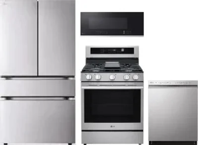 4 Piece Package Includes Refrigerator, Range, Microwave And Dishwasher