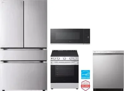 4 Piece Package Includes Refrigerator, Range, Microwave And Dishwasher