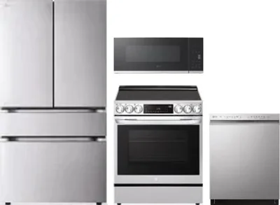 4 Piece Package Includes Refrigerator, Range, Microwave And Dishwasher