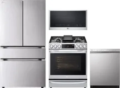 4 Piece Package Includes Refrigerator, Range, Microwave And Dishwasher