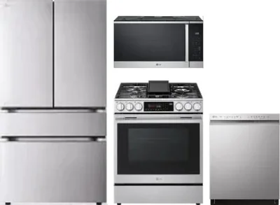 4 Piece Package Includes Refrigerator, Range, Microwave And Dishwasher